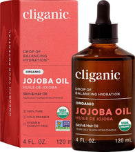 Cliganic organic jojoba oil bottle with dropper, amber 120 mL