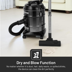 Geepas 2000W 2-in-1 Blow and Dry Vacuum Cleaner GVC19045 | Powerful Copper Motor | 18L Capacity | Stainless Steel Drum Tank | Dust Full Indicator | 2-Year Warranty