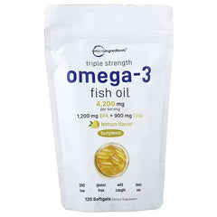 Micro Ingredients, Triple Strength Omega-3 Fish Oil, Lemon, 120 Capsules (1,400 mg per Capsule)