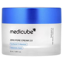 Skincare cream jar with blue lid, white label, Medicube Zero Pore Cream 2.0 (50 ml).