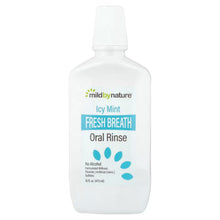 Mild by Nature Icy Mint Fresh Breath oral rinse bottle, 16 fl oz, alcohol-free