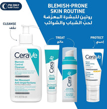 CeraVe blemish-prone skin routine: retinol serum bottle, cleanser pump, moisturizer tube