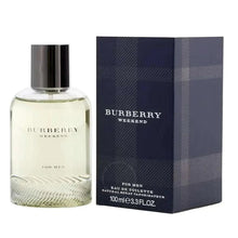 Burberry Weekend EDT for men: clear bottle with silver cap and blue plaid box