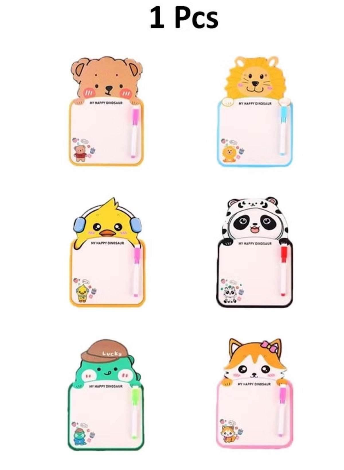 1 Pcs Assorted Design Animal-Themed Whiteboards – Cute & Compact