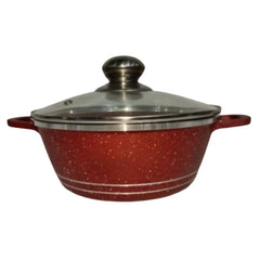Huitich red cooking pot with glass lid part of 10 piece cooking pots with glass lids set