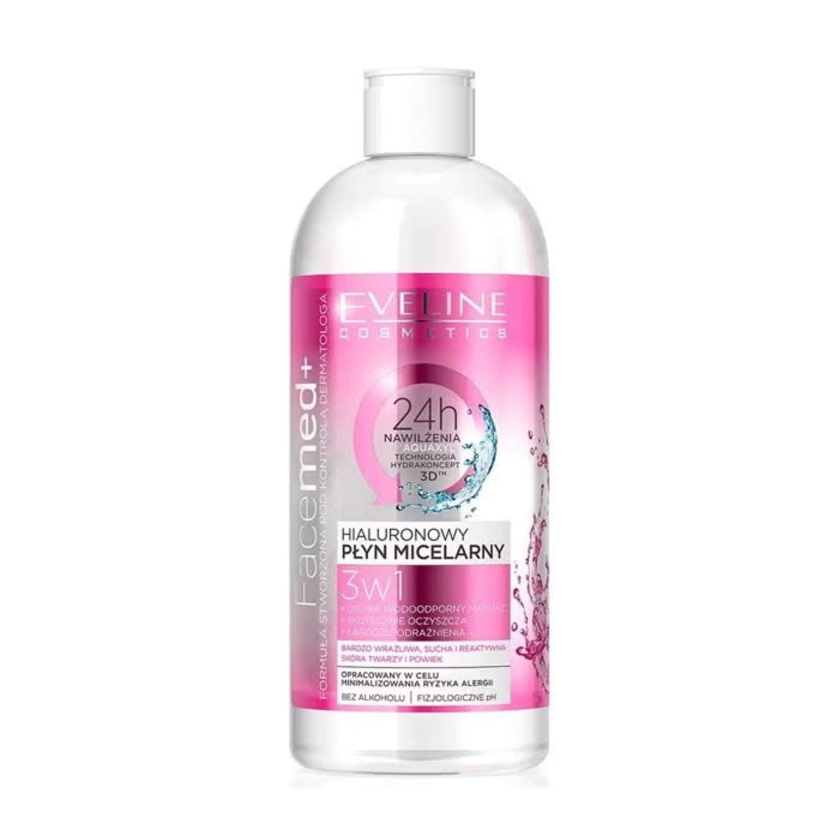 Eveline Hyaluronic Micellar Water – Hydrating Makeup Remover & Gentle Facial Cleanser with Hyaluronic Acid – 400ml