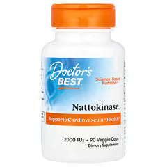 Doctor's BEST Nattokinase dietary supplement bottle, 2,000 FUs, 90 veggie caps