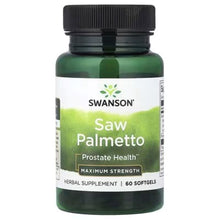 Swanson Saw Palmetto Maximum Strength bottle with black cap, front label 60 softgels