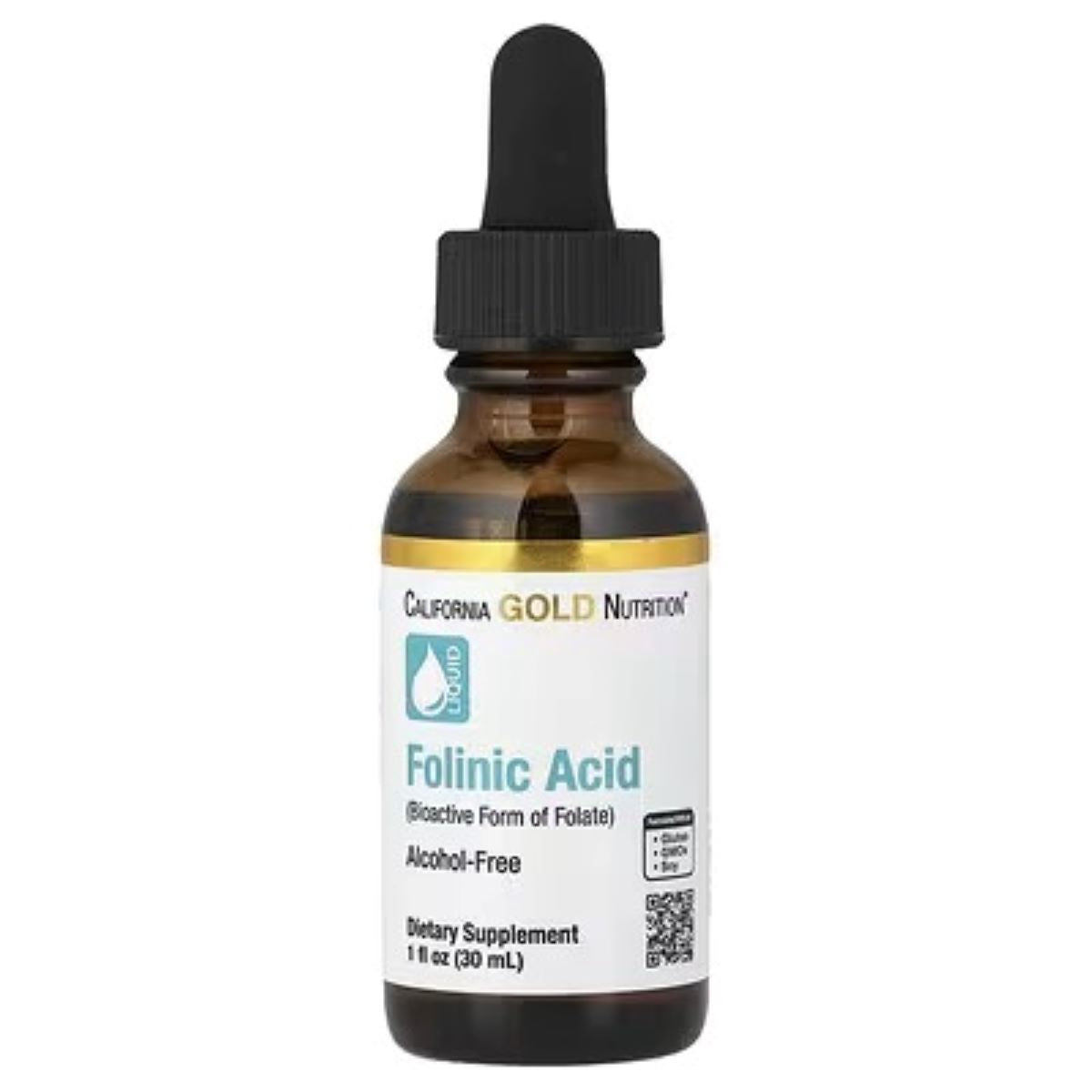 California Gold Nutrition Folinic Acid Liquid – Alcohol-Free, Active Folate Supplement, 1 fl oz (30 ml)