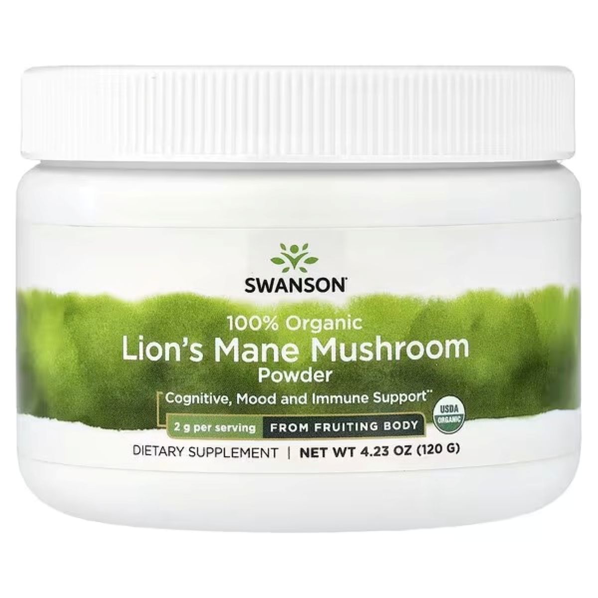 Swanson Vitamins 100% Organic Lion's Mane Mushroom Powder, 4.23 oz (120 g)
