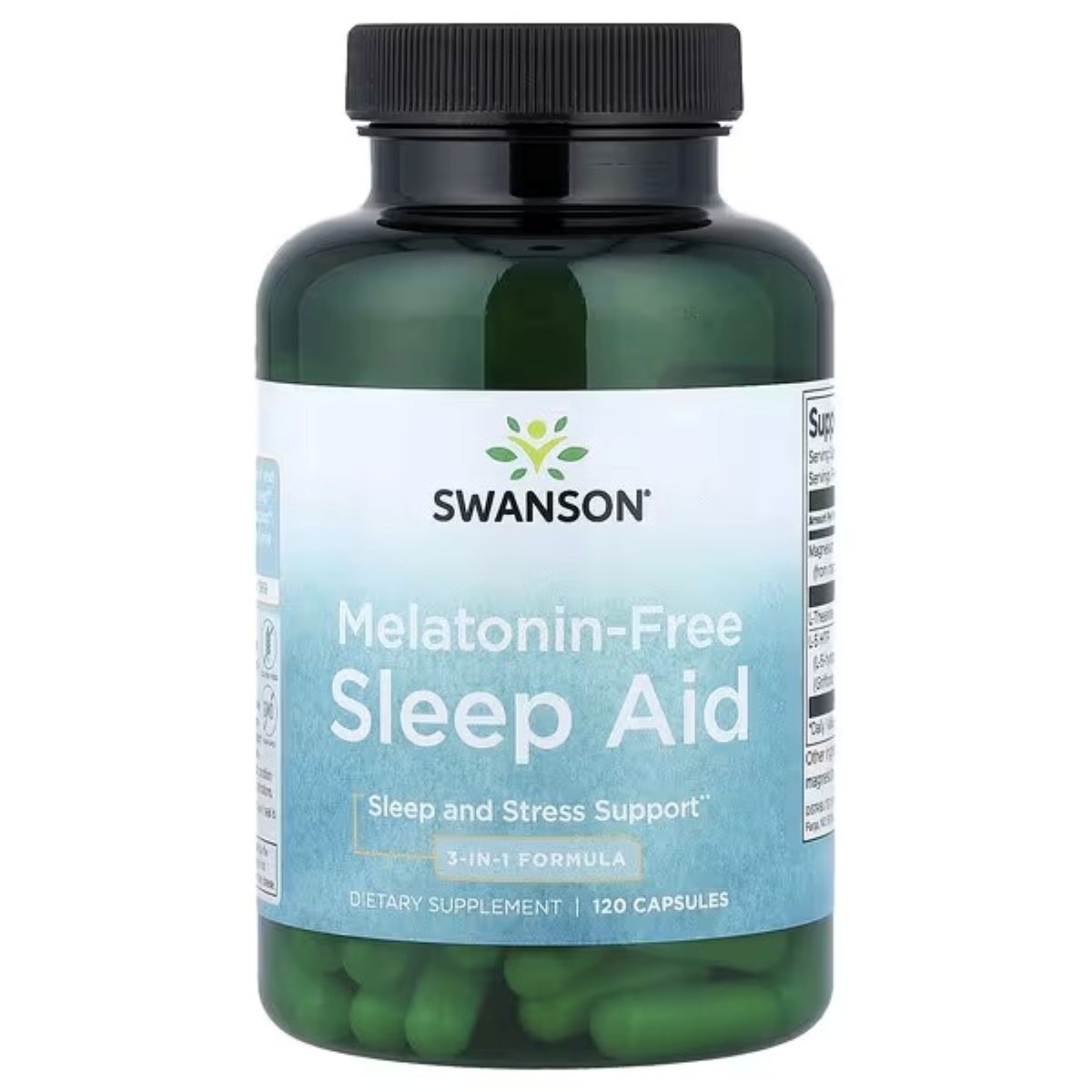 Swanson Vitamins Melatonin-Free Sleep Aid – 3-in-1 Sleep Support Formula, 120 Capsules
