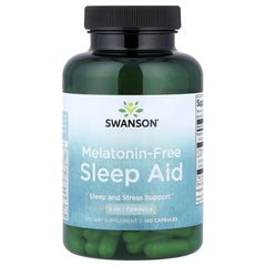 Swanson Vitamins Melatonin-Free Sleep Aid – 3-in-1 Sleep Support Formula, 120 Capsules