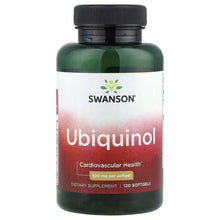 Swanson Ubiquinol 100 mg dietary supplement bottle with black cap, 120 softgels