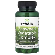 Swanson Seaweed Vegetable Complex dietary supplement bottle with front label, black cap
