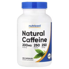 Nutricost Natural Caffeine 200mg – 250 Capsules | Energy & Focus Support Supplement