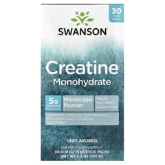 Swanson Creatine Monohydrate – Unflavoured, 30 Stick Packs, 5 g Each