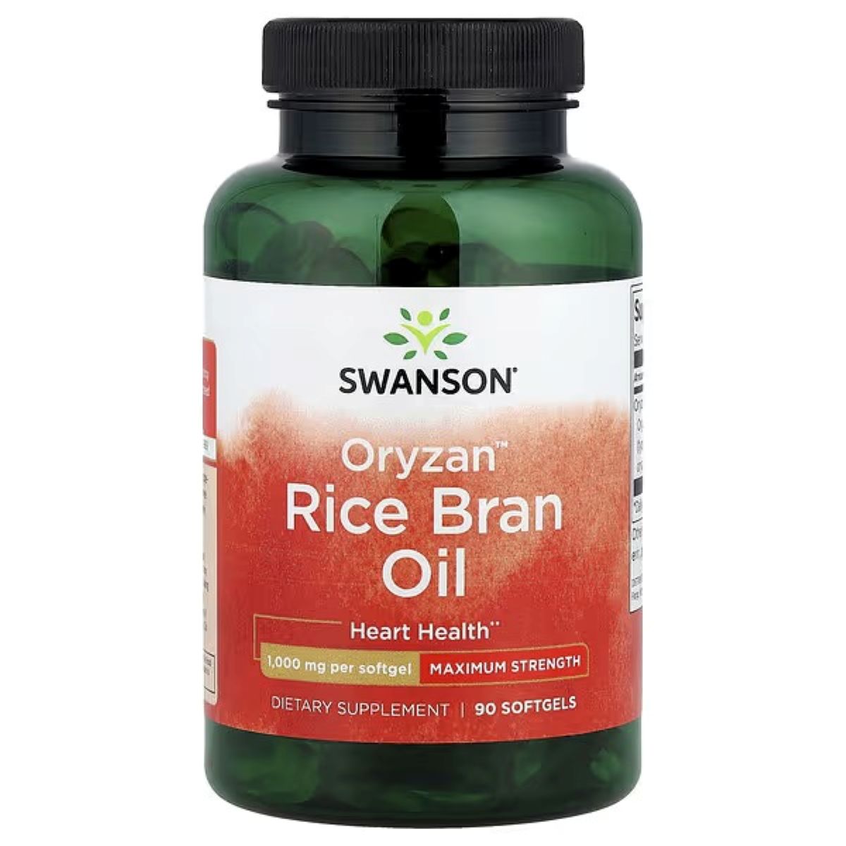 Swanson Oryzan rice bran oil dietary supplement bottle, 90 softgels