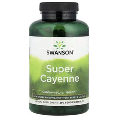 Swanson Vitamins Super Cayenne with Ginger Rhizome, Hawthorn Berry & Lecithin – 250 Veggie Capsules | Herbal Wellness Formula