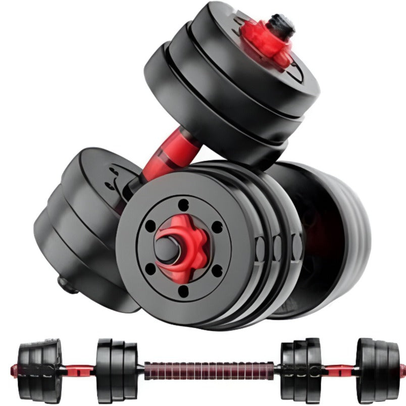 Huitich 10kg adjustable dumbbells set with black weight plates and red handles for versatile workouts