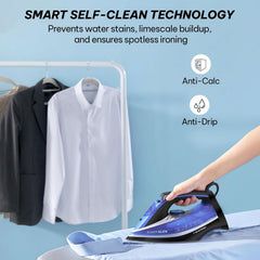 Blaupunkt Steam Iron 3100W – Ceramic Soleplate, Auto Shut-Off, Anti-Calc, Anti-Drip, Self-Clean Function, 380ml Tank, 2.5m Cord, 45g/min Continuous Steam for Tough Wrinkles, 2-Year Warranty – GIS430
