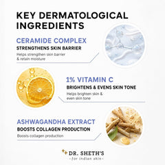Dr. Sheth’s Oil-Free Moisturizer with Ceramide, Vitamin C & Ashwagandha Extract | Lightweight Face Moisturizer with Quick Absorption & Non-Sticky Texture | Hydration & Moisture Support Comfort, 50g