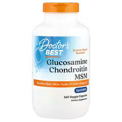 Doctor's BEST glucosamine chondroitin MSM bottle with healthy hair, skin, nails support, 120