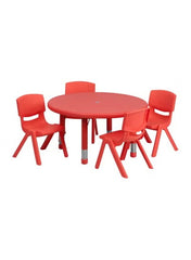 Huitich Red Kids Activity Table Set with 4 Chairs