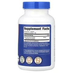 Wormwood supplement bottle back label with Supplement Facts and blue panel.