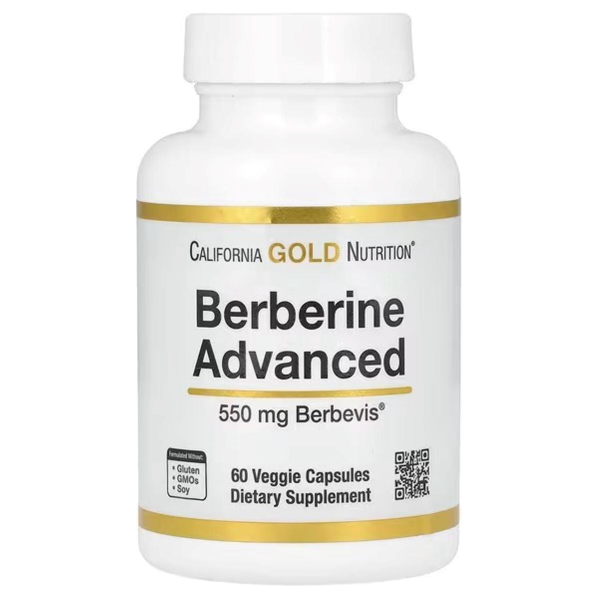 California Gold Nutrition Berberine Advanced 550 mg – Berbevis® Phytosome with Berberine Phospholipid Complex, 60 Veggie Capsules