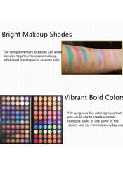 Huitich 120 color eyeshadow palette with vibrant and bright makeup shades in various colors