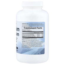 Potassium magnesium supplement bottle back label, Supplement Facts panel for 300 capsules