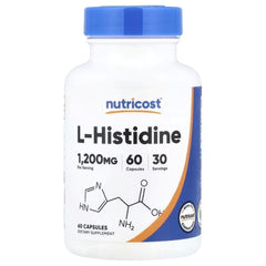 Nutricost L-Histidine, 600 mg per Capsule, 60 Capsules – Essential Amino Acid Supplement for Daily Wellness