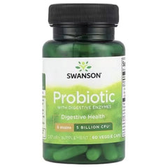 Swanson Probiotic with Digestive Enzymes 5 Billion CFU – 60 Veg Capsules