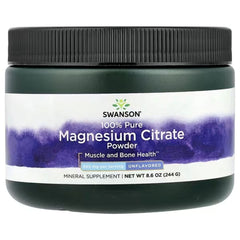 Swanson Vitamins 100% Pure Magnesium Citrate Powder – Unflavoured Magnesium Supplement, 8.6 oz (244 g)