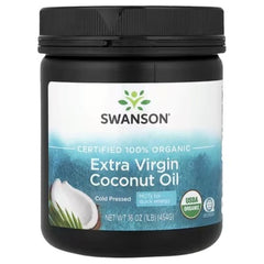 Swanson 100% Organic Extra Virgin Coconut Oil – Cold Pressed, 16 oz (454 g)