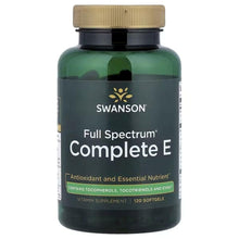 Swanson Full Spectrum Complete E vitamin supplement bottle, dark green with front label