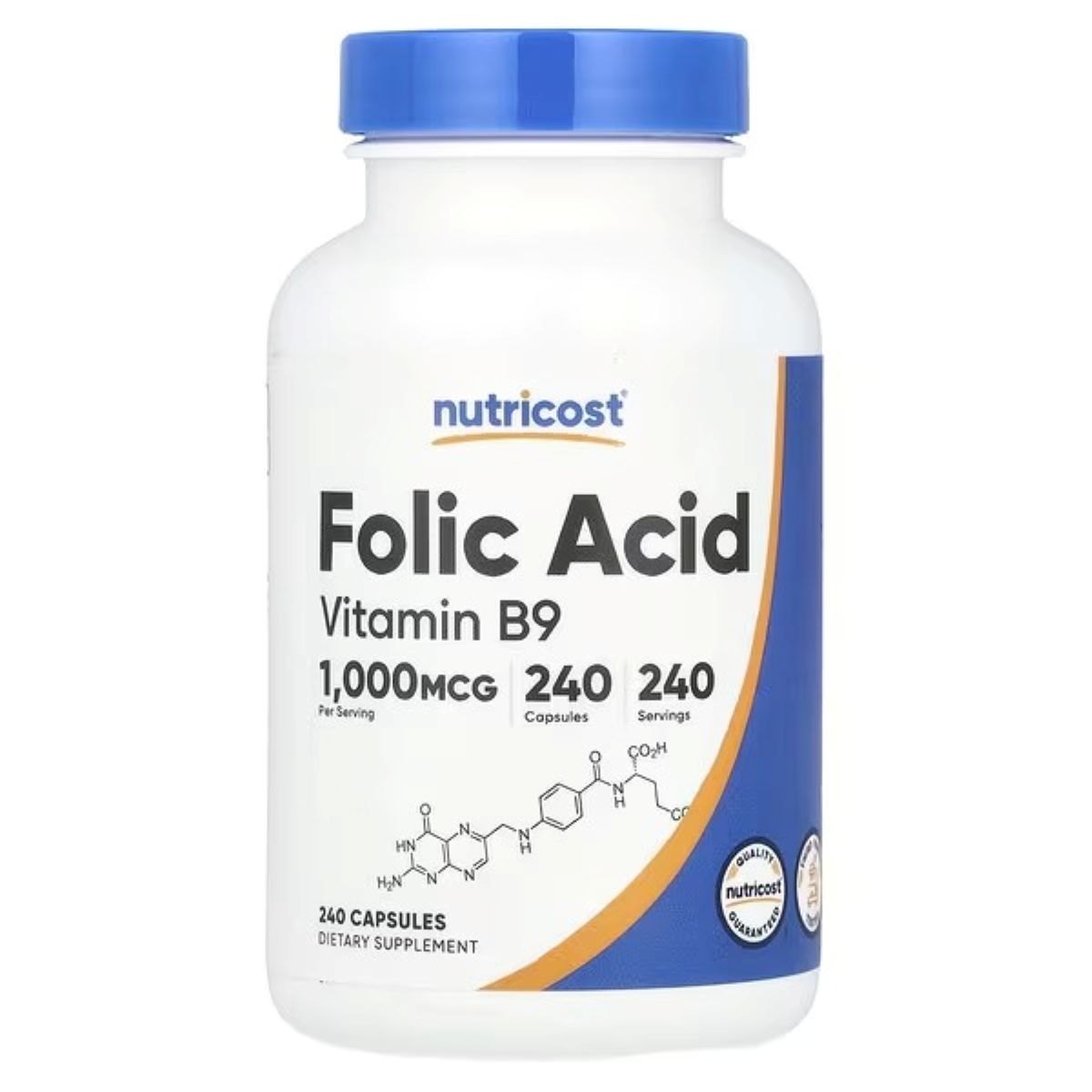 Nutricost Folic Acid 1,000 mcg Supplement – Vitamin B9 Support – 240 Capsules