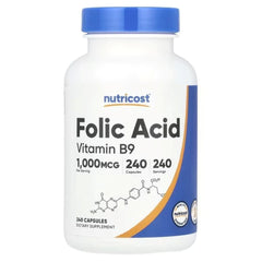 Nutricost Folic Acid 1,000 mcg Supplement – Vitamin B9 Support – 240 Capsules