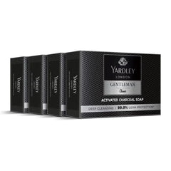Yardley London Gentleman Classic Activated Charcoal Soap (Pack of 4 x 100g) – 99.9% Germ Protection & Deep Cleansing Bath Soap for Men