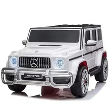 White Kids ride-on car with Mercedes-Benz grille, AMG bumper and headlights