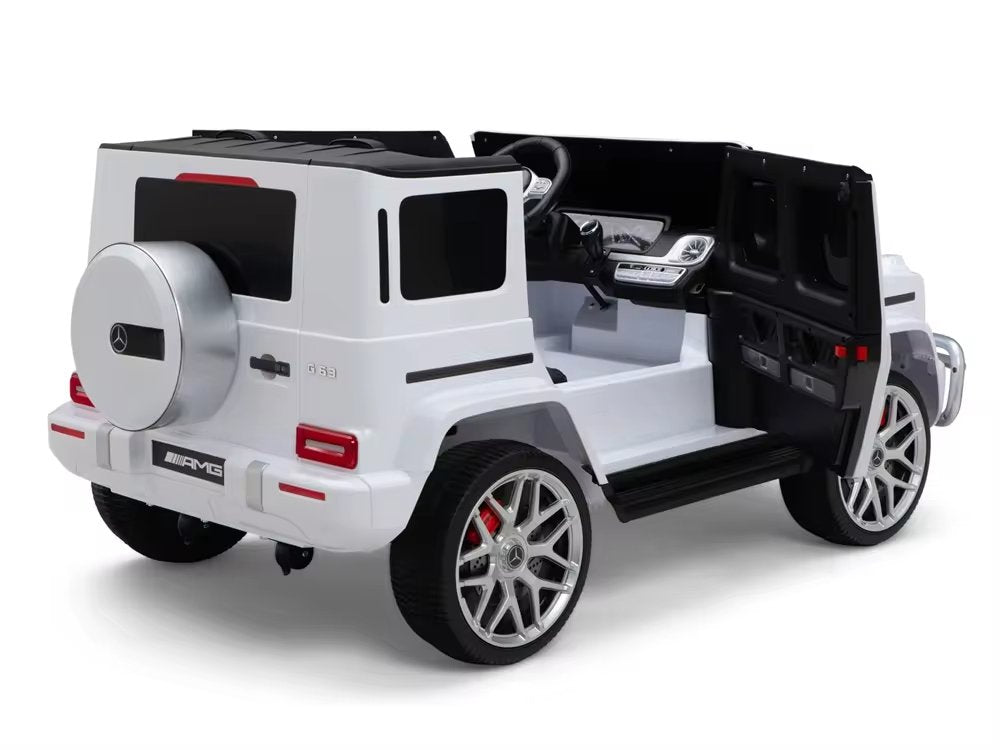 Huitich Mercedes Benz 12V kids ride-on car with remote in white with open doors and detailed interior