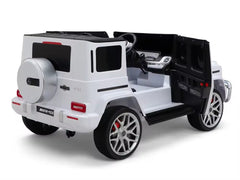 Huitich Mercedes Benz 12V kids ride-on car with remote in white with open doors and detailed interior