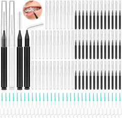 Lezmarket 300PCS Interdental Brushes for Braces, Soft and Bendable Dental Brush for Orthodontic Braces, Braces Cleaner Brush Tooth Pick Teeth Flossers Brushes for Teeth (White and Black)