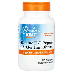 Doctor's BEST supplement bottle, white with orange cap, blue label, 120 capsules