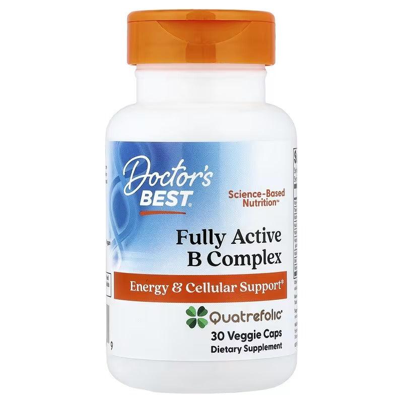 Doctor's Best B complex supplement bottle, orange cap, 30 veggie caps
