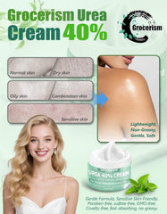 Grocerism Urea Cream 40 Percent For Feet Plus 2% Salicylic Acid 5.29 oz || Foot Cream and Hand Cream Maximum Strength with Hyaluronic Acid,Tea Tree,and Aloe Vera For Deep Moisturizes,Callus Remover