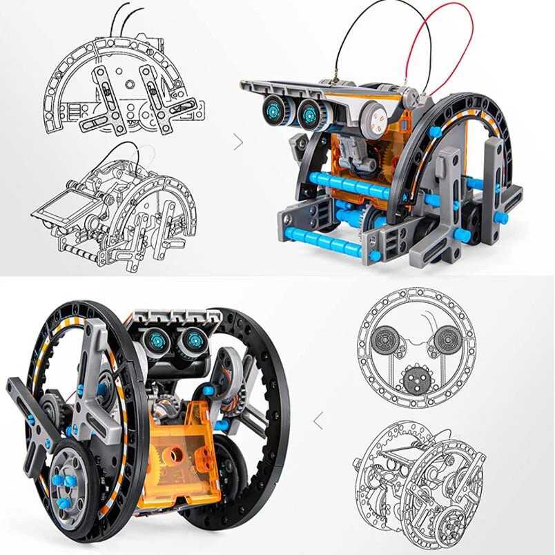 Huitich solar robot 14-in-1 STEM educational toy with buildable mechanical parts and blue and orange details
