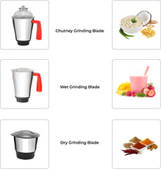Geepas 750 W 3-In-1 Mixer Grinder – Multifunctional Grinder With Stainless Steel Jars And Blades – 3 Speed, Safety Twist Lock – Perfect For Dry And Wet Fine Grinding Mixing Juicing
