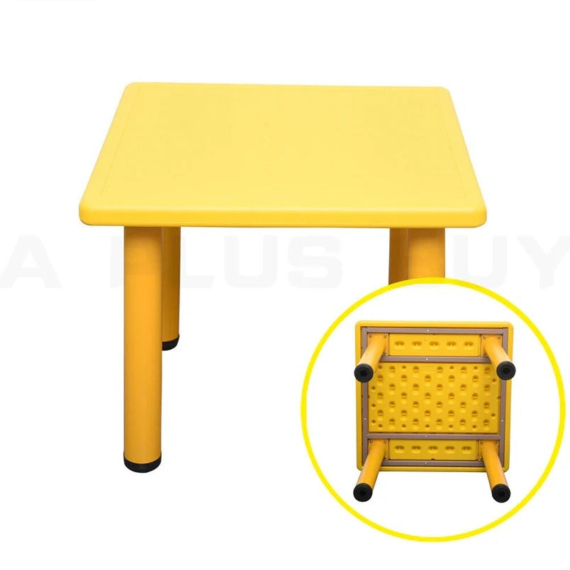 Indoor 5 Pieces Yellow Color Furniture Set Plastic Table And Chair For Kids online in Dubai and UAE at Mumzar.com better value compared to Noon, Amazon.ae, Carrefour, and Dubizzle when you shop for adults and kids at Mumzar.com free delivery in Dubai, Abu Dhabi, Sharjah, Ajman, Umm Al Quwain, Fujairah, and Ras Al Khaimah.