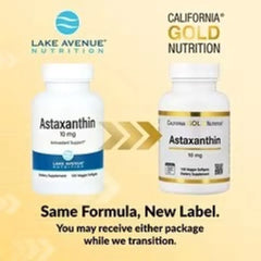 California Gold Nutrition Astaxanthin 10 mg – 120 Veggie Softgels – Powerful Antioxidant for Skin, Eye & Immune Support